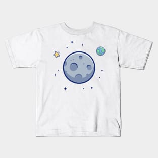 Moon in space cartoon Kids T-Shirt